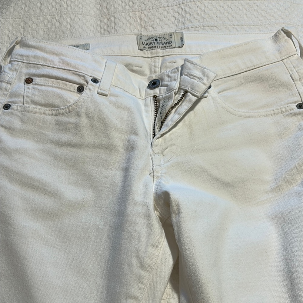 Lucky Brand White Denim easy rider crop